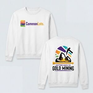 Commonlots Gold Mining Hanes White Sweatshirt with Colorful Graphic